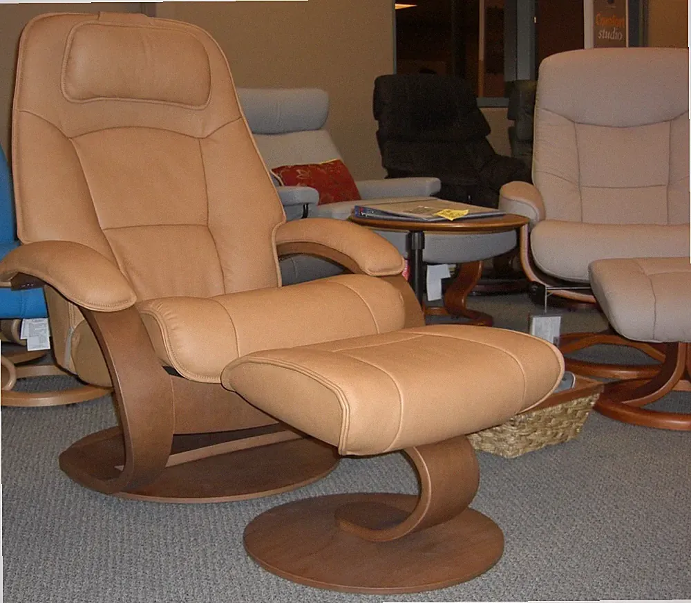 Fjords Admiral Large Recliner Chair and Ottoman AL 518 Saddle Leather Lounger