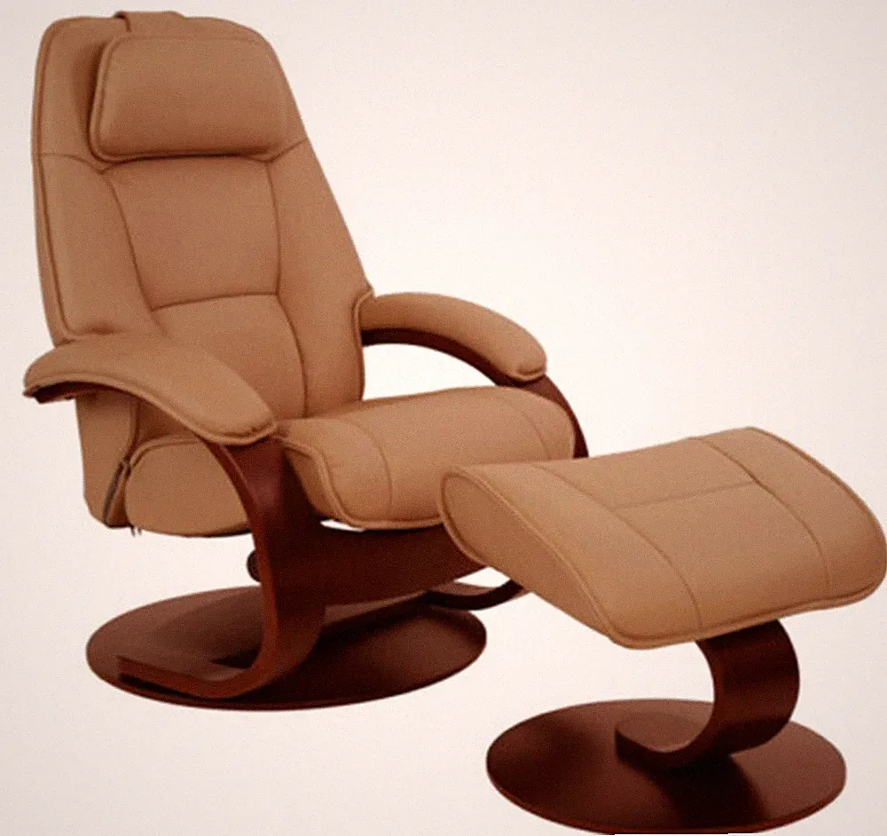 Fjords Admiral Large Recliner Chair and Ottoman AL 554 Whiskey Leather Lounger