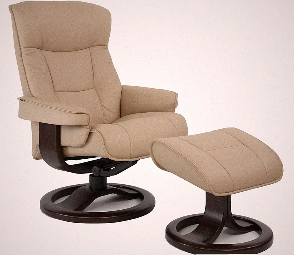 Fjords Bergen Large Recliner Comfort Chair - Sandel Leather Espresso Wood Stain