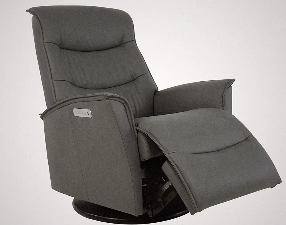 Fjords Dallas Large Power 3 Motor Swing Relaxer Recliner Chair in Grey Leather