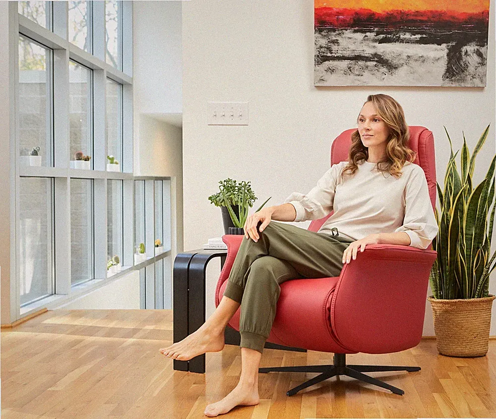 Fjords Jakob Medium Swivel Relaxer Power Electric Recliner Chair Chili Leather