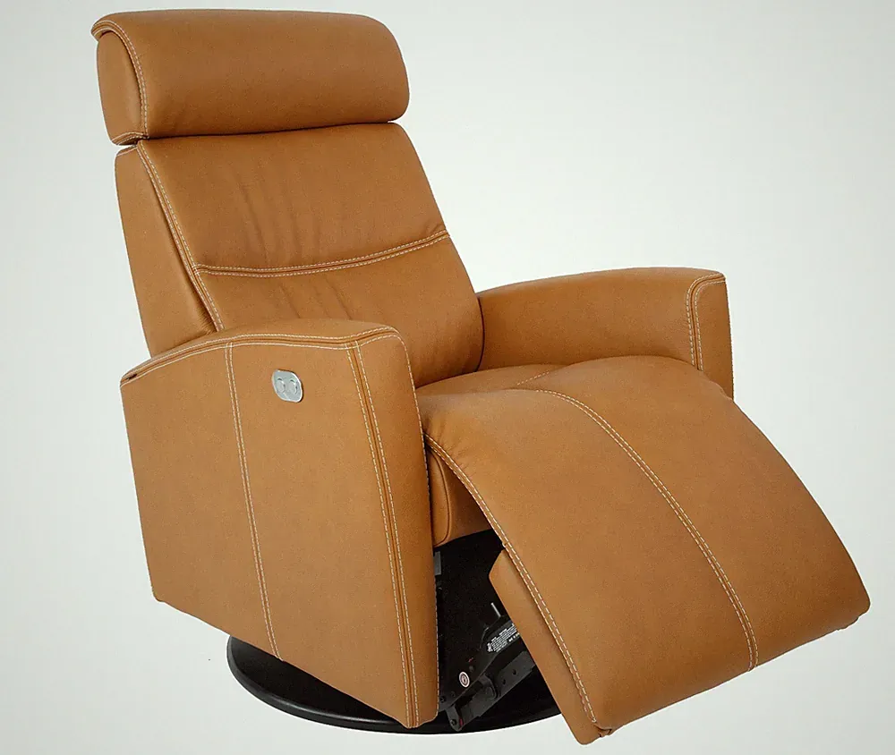 Fjords Milan Swing Relaxer Power Electric Recliner Chair Large Cognac Leather