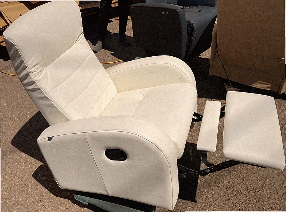 Fjords Norddal Swing Swivel Relaxer Recliner Chair Stark White SL Leather