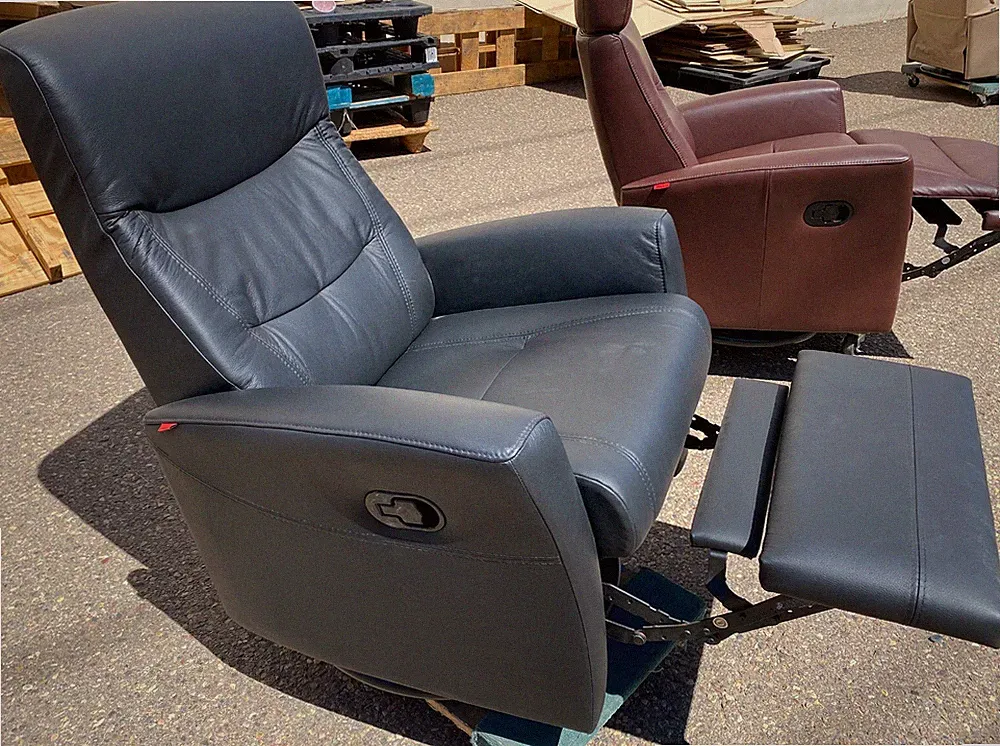Fjords Oslo Swing Swivel Relaxer Manual Recliner Chair Black Nordic Leather LRG