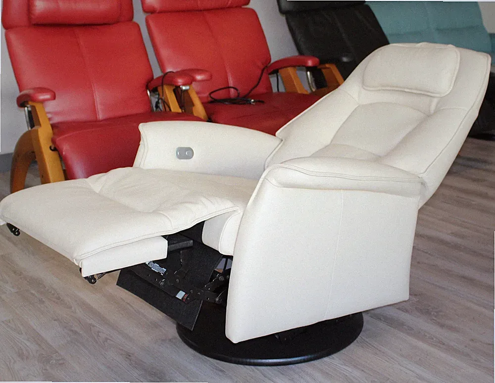 Fjords Stockholm Swing Relaxer Power Electric Recliner Chair - AL Latte Leather