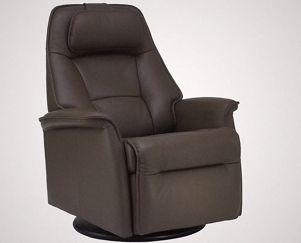Fjords Stockholm Swing Relaxer Power Electric Recliner Chair Dark Brown Leather