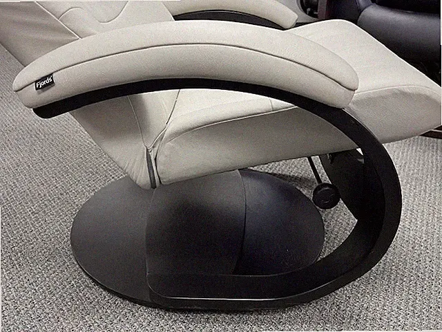 Fjords Trandal Large Recliner Chair + Ottoman, Stark White, Espresso Wood
