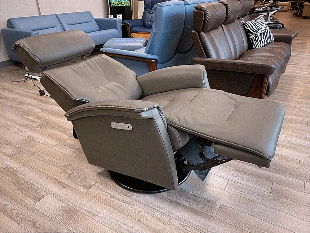 Fjords Venice Swing Relaxer Power Electric Recliner Chair Small Storm Leather