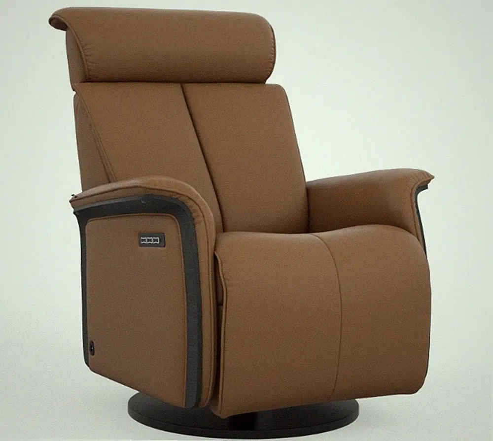 Large Fjords Jewel Swing Relaxer 3 Motor Power Recliner Chair Cigar Soft Leather