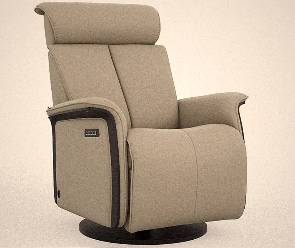 Large Fjords Jewel Swing Relaxer 3Motor Power Recliner Chair Shadow Grey Leather