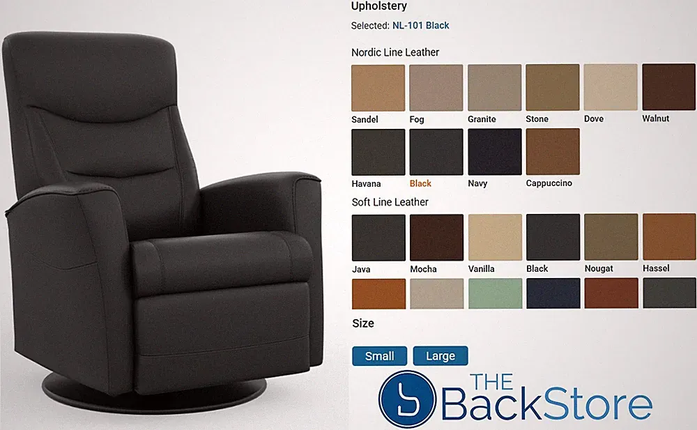 Large Fjords Oslo Swing Relaxer Power Electric Recliner Chair Black Leather