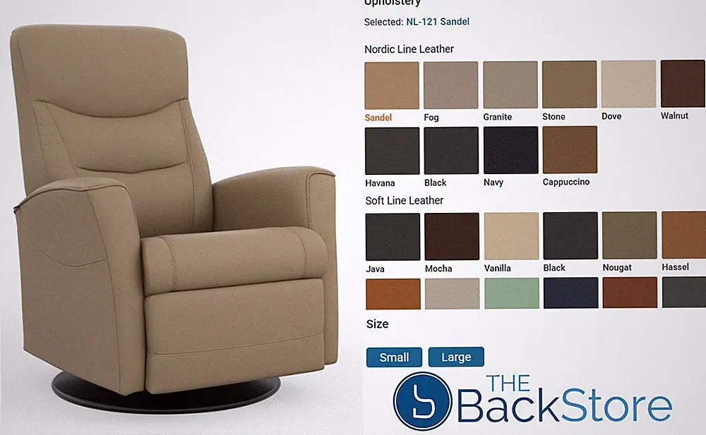 Large Fjords Oslo Swing Relaxer Power Electric Recliner Chair Sandel Leather