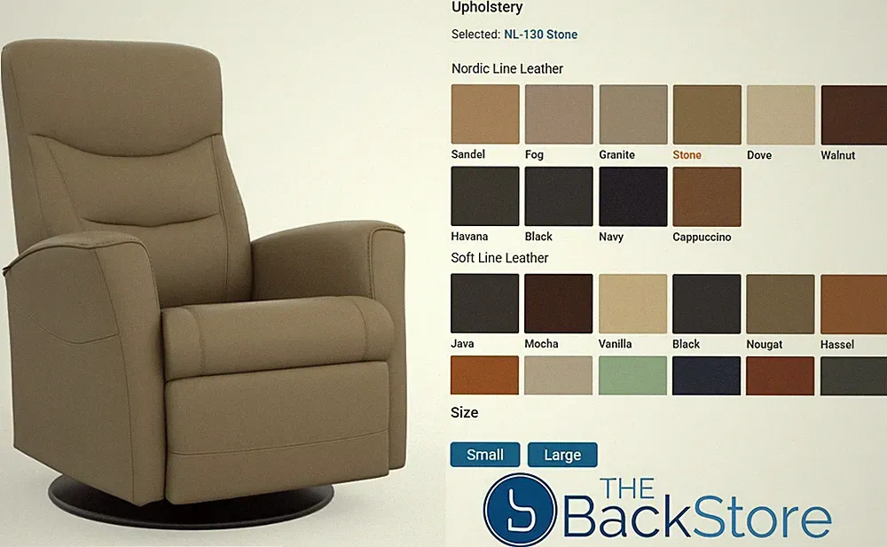 Large Fjords Oslo Swing Relaxer Power Electric Recliner Chair Stone Leather