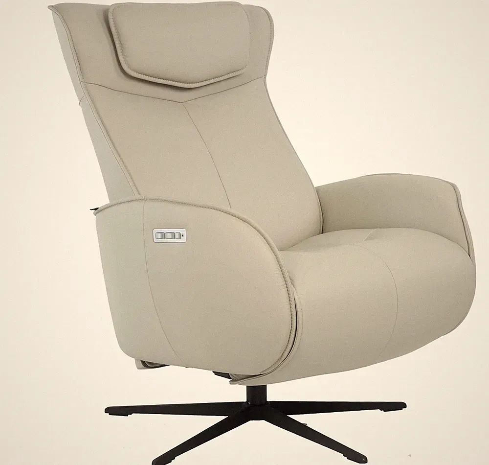 New Fjords Axel Swivel Relaxer Power Recliner Chair Medium Shadow Grey Leather