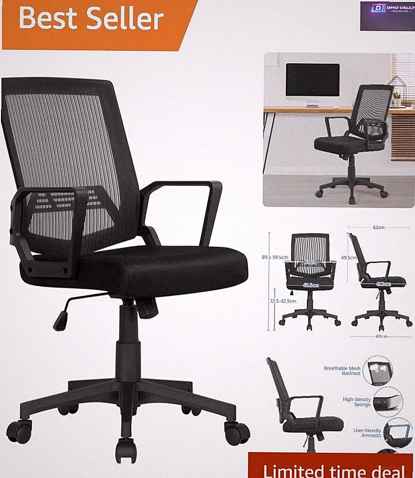 New Listing Stylish Ergonomic Office Chair - Breathable Mesh Desk Chair with Soft Cushion