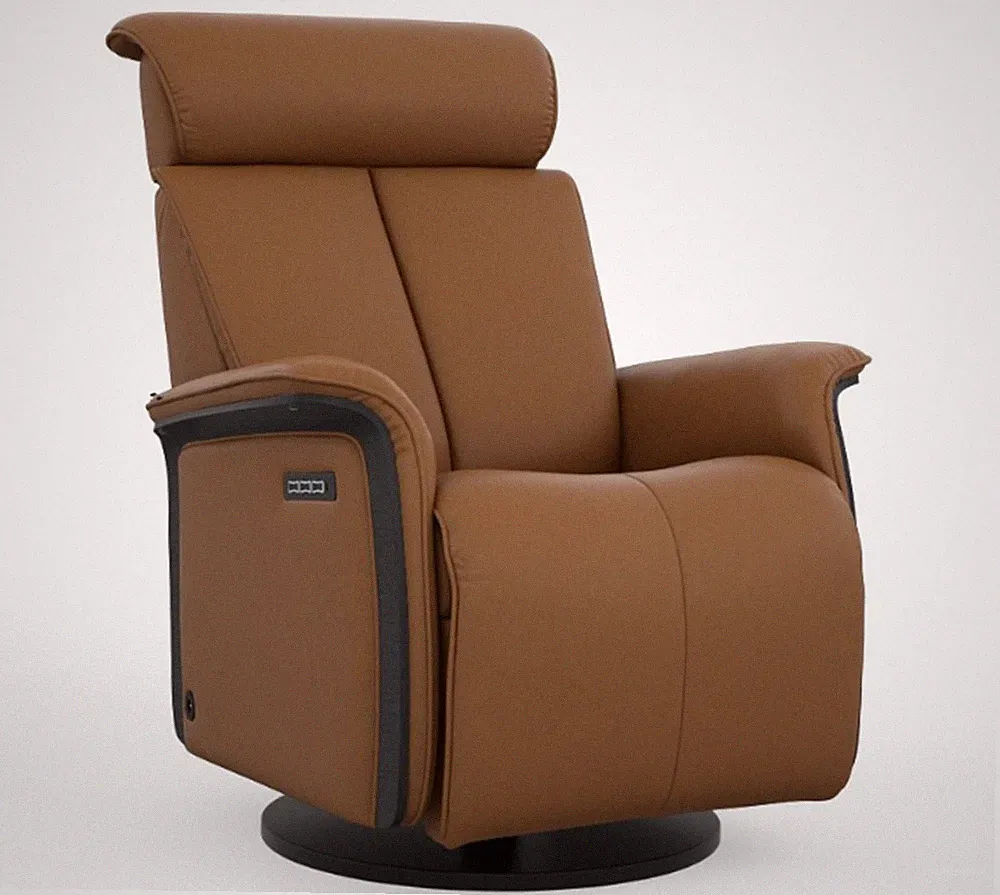 Small Fjords Jewel Swing Relaxer 3 Motor Power Recliner Chair Cigar Soft Leather