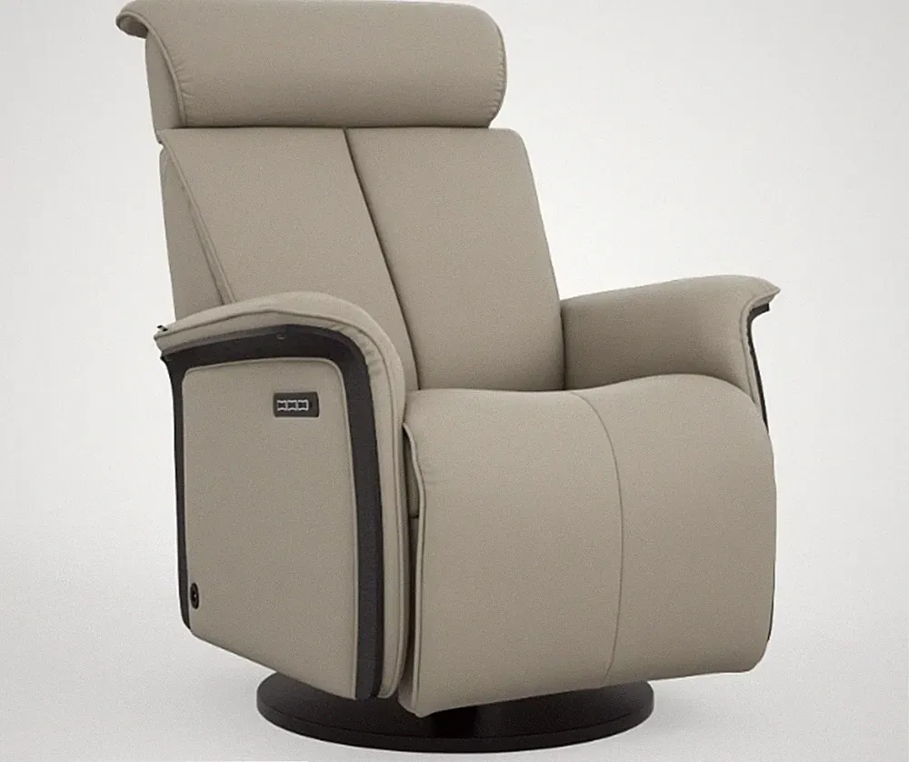 Small Fjords Jewel Swing Relaxer 3Motor Power Recliner Chair Shadow Grey Leather