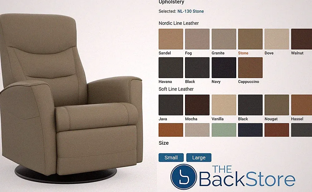 Small Fjords Oslo Swing Relaxer Power Electric Recliner Chair Stone Leather