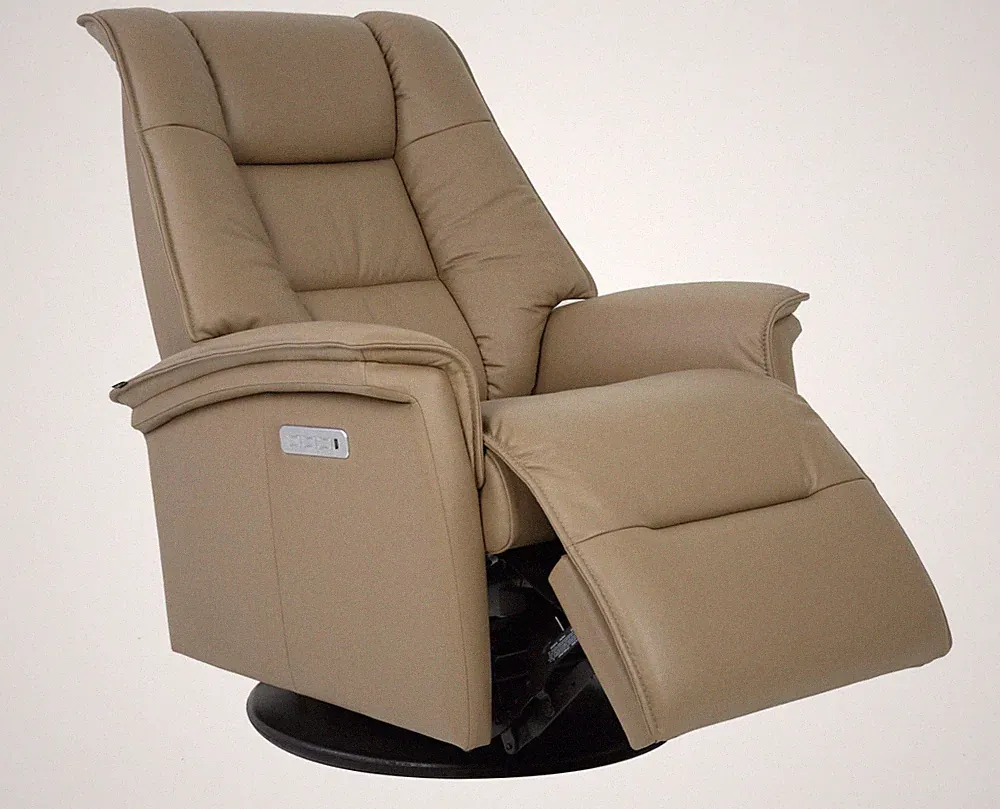 Small Fjords Paris Swing Relaxer 3 Motor Power Recliner Chair Nougat Leather