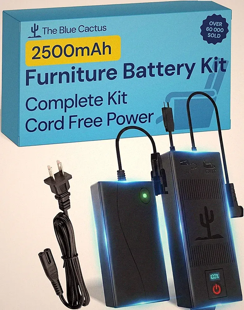 The Blue Cactus Rechargeable Battery Pack for Reclining Furniture - 2500mAh