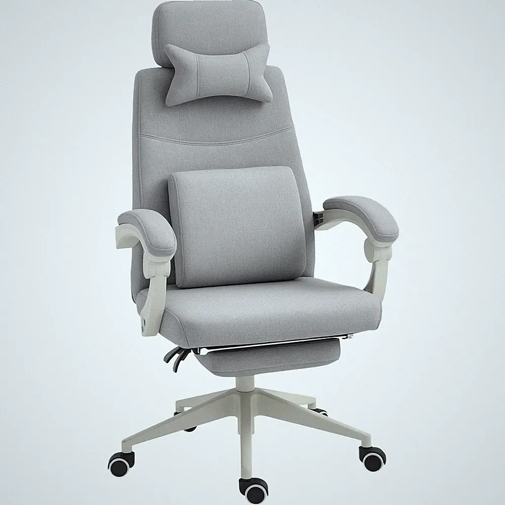 Vinsetto Home Office Chair Reclining Computer Chair w/ Lumbar Support Grey